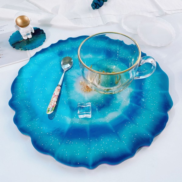 Epoksi Yuvarlak Dalgalı Tepsi Kalıbı Silikon 33x33x1.2cm GT9213