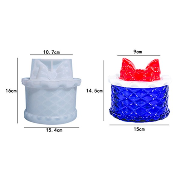 Epoksi Pasta Temalı Fiyonk Model Takı Kutusu  Taş Tozu Mücevher Saklama Kutusu Kalıbı Silikon 15x14.5cm
