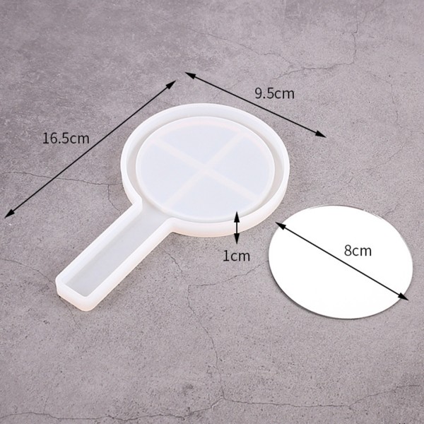 Epoksi Ayna Kalıbı Saplı El Aynası Kalıbı Silikon Yuvarlak Model 16.5x9.5cm