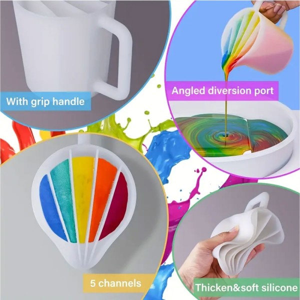 Epoksi Karıştırma Kabı Kalıbı Beaker Karıştırma Kabı Kalıbı 5 Bölmeli Silikon 500ML