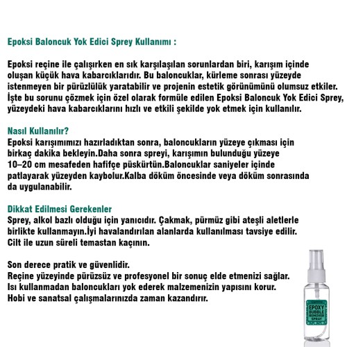 Epoksi Baloncuk Yok Edici Baloncuk Giderici Sprey 100ML