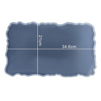 Epoksi Tepsi Kalıbı Dikdörtgen Tepsi Kalıbı Dalgalı Model Kalıbı Silikon Kulp Hediyeli 34.6x21x1.2cm