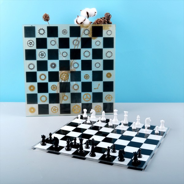 Epoksi Satranç Tahtası Kalıbı Silikon Orta Boy 18x18cm Taş Kalıbı Hediyeli