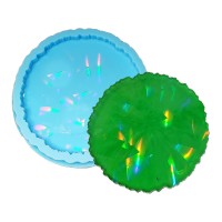 Epoksi Dalgalı Bardak Altlığı Desenli Bardak Altı Hologram Kalıbı Silikon 8.5x8.5cm GT9476