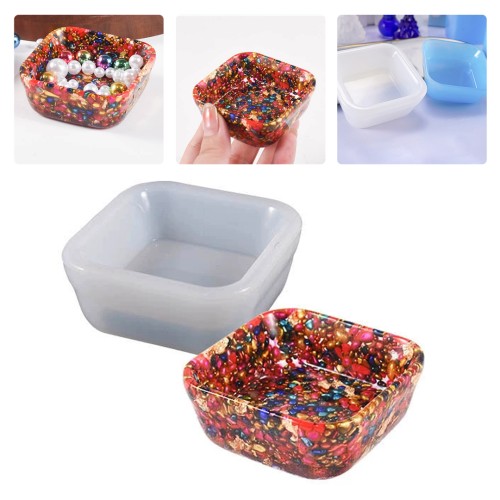 Epoksi Çerezlik Kalıbı Taş Tozu Çerezlik Kalıbı Kare Takı Kutusu Kalıbı Silikon 6.6x2.5cm