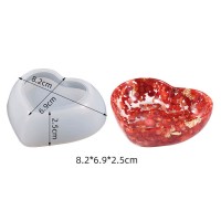 Epoksi Çerezlik Kalıbı Taş Tozu Çerezlik Kalıbı Kalp Takı Kutusu Kalıbı Silikon 8.2x6.9x2.5cm