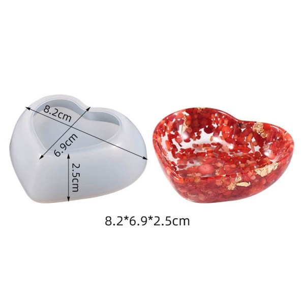 Epoksi Çerezlik Kalıbı Taş Tozu Çerezlik Kalıbı Kalp Takı Kutusu Kalıbı Silikon 8.2x6.9x2.5cm