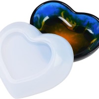 Epoksi Çerezlik Kalıbı Taş Tozu Çerezlik Kalıbı Kalp Takı Kutusu Kalıbı Silikon 8.2x6.9x2.5cm