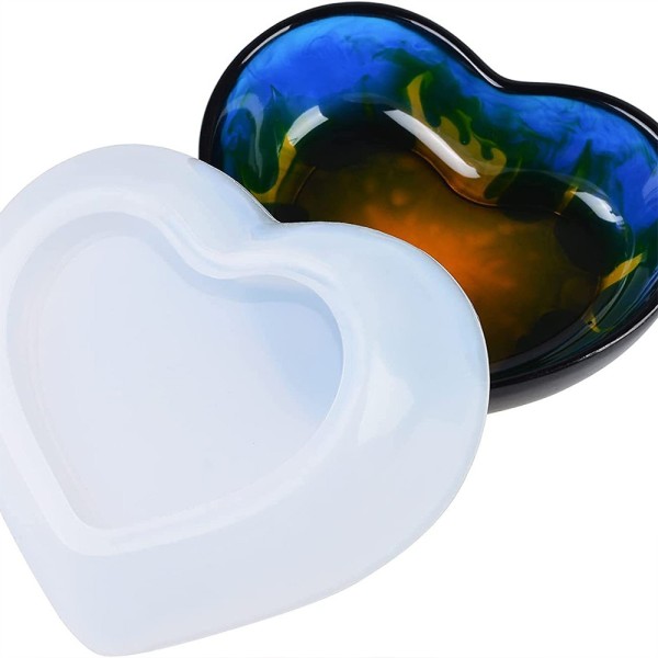 Epoksi Çerezlik Kalıbı Taş Tozu Çerezlik Kalıbı Kalp Takı Kutusu Kalıbı Silikon 8.2x6.9x2.5cm