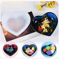 Epoksi Çerezlik Kalıbı Taş Tozu Çerezlik Kalıbı Kalp Takı Kutusu Kalıbı Silikon 8.2x6.9x2.5cm