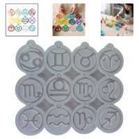 Epoksi Burç Kalıbı Yuvarlak Anahtarlık Burç Kalıbı Silikon 4.5x4.5cm Epoksi Burç Kalıbı Yuvarlak Anahtarlık Burç Kalıbı Silikon 4.5x4.5cm