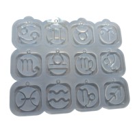 Epoksi Burç Kalıbı Kare Anahtarlık Burç Kalıbı Silikon 4.5x4.5cm