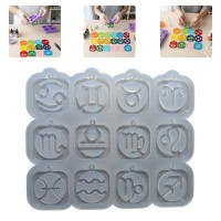 Epoksi Burç Kalıbı Kare Anahtarlık Burç Kalıbı Silikon 4.5x4.5cm