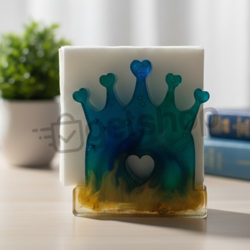 Epoksi Peçetelik Kalıbı Kalp Desenli Peçetelik Kalıbı Silikon 9.5x9.5cm