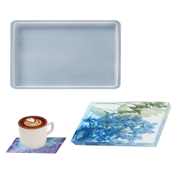 Epoksi Bardak Altlığı Dikdörtgen Bardak Altı Kalıbı Silikon 12x8cm