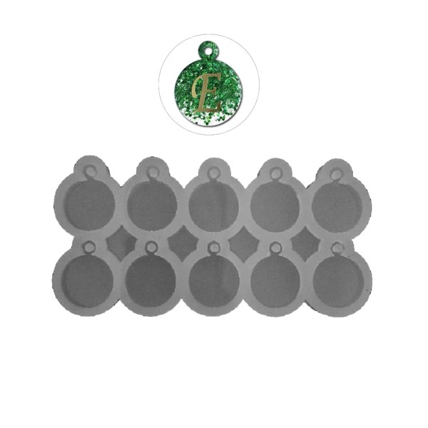 Epoksi Yuvarlak Daire  Kulplu Kolye Silikon Kalıbı 2x2x0.3cm EM256