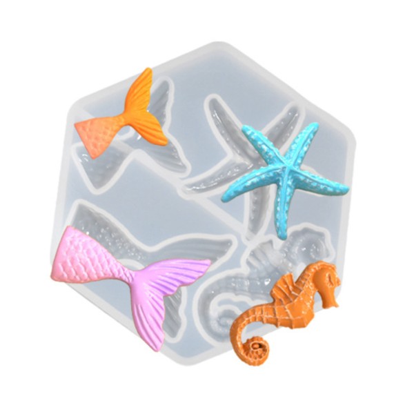 Epoksi Deniz Kabuğu Anahtarlık Deniz Atı Kalıbı Yunus Kuyruğu Kalıbı Silikon GT9657