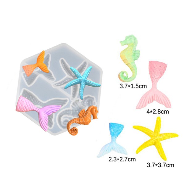 Epoksi Deniz Kabuğu Anahtarlık Deniz Atı Kalıbı Yunus Kuyruğu Kalıbı Silikon GT9657