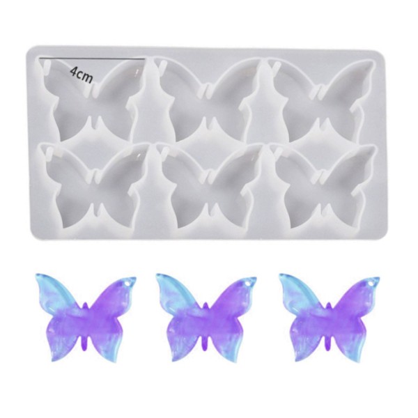Epoksi Çoklu Kelebek Anahtarlık Kalıbı Kelebek Kolye Kalıbı Silikon 4cm