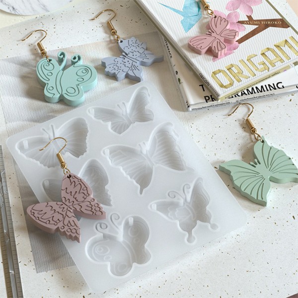 Epoksi Kelebek Kalıbı Anahtarlık Kelebek Kalıbı Kolye Küpe Kelebek Kalıbı Silikon GT9658