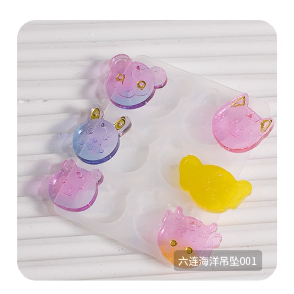 Epoksi Kabartmalı Hayvanlar Kalıbı Köpek Taşvan Fil Kedi Anahtarlık Kalıbı Silikon GT9656