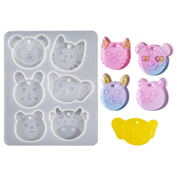 Epoksi Kabartmalı Hayvanlar Kalıbı Köpek Taşvan Fil Kedi Anahtarlık Kalıbı Silikon GT9656