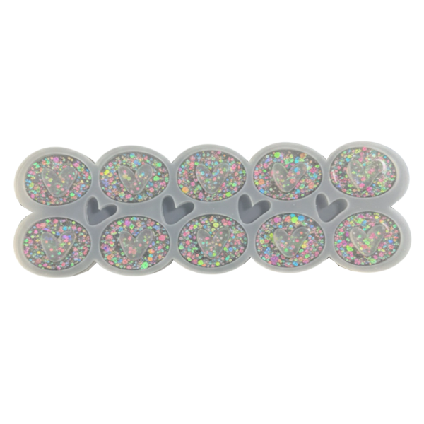 Epoksi Çoklu Kalp Anahtarlık Kalıbı Oval Ortası Boş Kalp Kolye Kalıbı Silikon 4.5x3.4cm