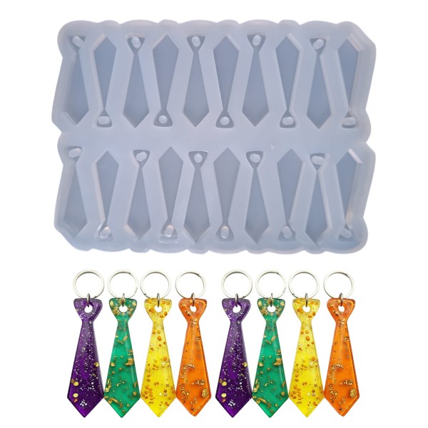 Epoksi Çoklu Kravat Kalıbı Kravat Anahtarlık Kalıbı Kolye Küpe Kalıbı Silikon 3.8x1.1cm