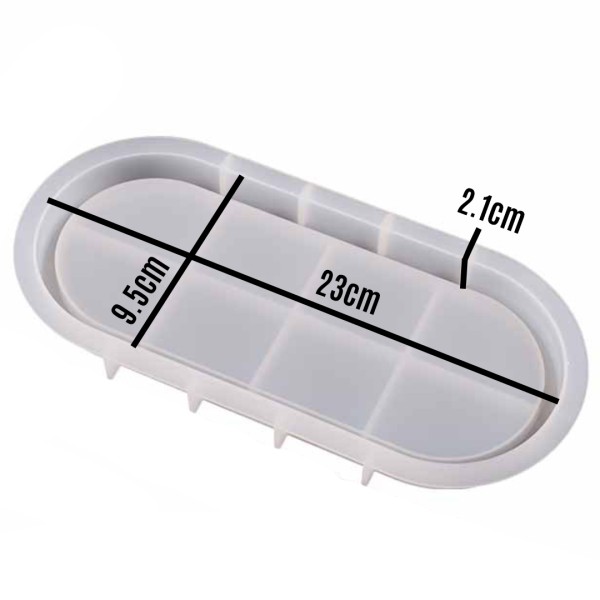 Epoksi Oval Tabak Kalıbı Taş Tozu Tabak Kalıbı Alçı Tabak Kalıbı Silikon 23x9.5cm