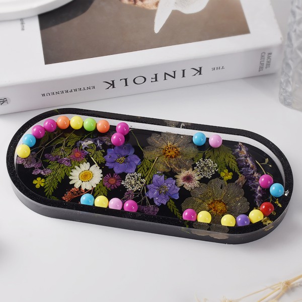Epoksi Oval Tabak Kalıbı Taş Tozu Tabak Kalıbı Alçı Tabak Kalıbı Silikon 23x9.5cm