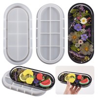 Epoksi Oval Tabak Kalıbı Taş Tozu Tabak Kalıbı Alçı Tabak Kalıbı Silikon 23x9.5cm