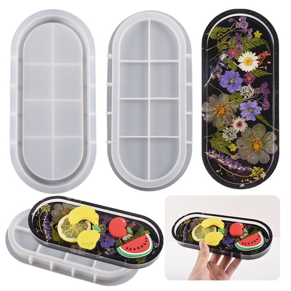 Epoksi Oval Tabak Kalıbı Taş Tozu Tabak Kalıbı Alçı Tabak Kalıbı Silikon 23x9.5cm