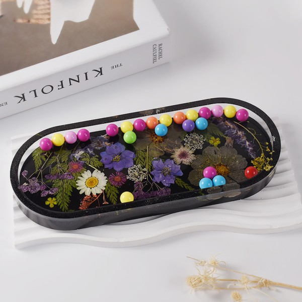 Epoksi Oval Tabak Kalıbı Taş Tozu Tabak Kalıbı Alçı Tabak Kalıbı Silikon 23x9.5cm