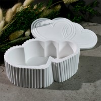 Epoksi Kalp Mumluk Kalıbı Taş Tozu Takı Kutusu Evli Çift Kalp Kalıbı Silikon 16x9.7x4.9cm