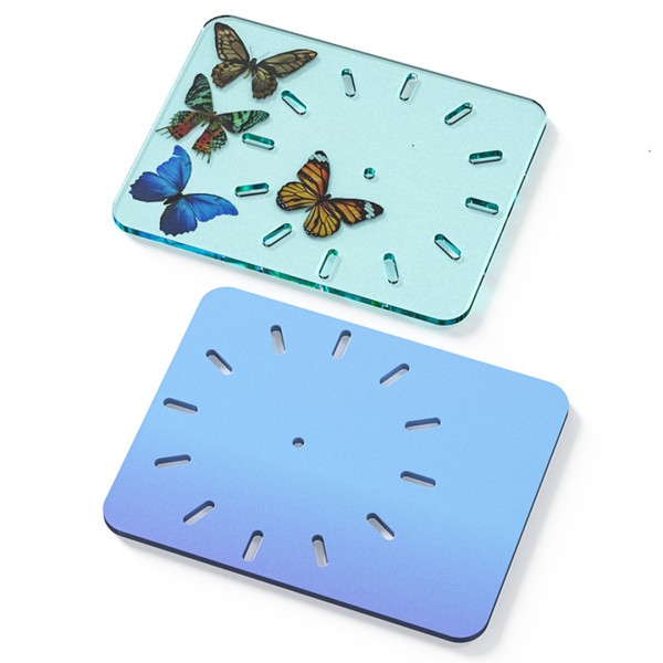 Epoksi Saat Kalıbı Dikdörtgen Saat Kalıbı Silikon 28.9x22.9cm - Mekanizma Hediyeli