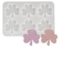 Epoksi Yonca Kalıbı Yonca Anahtarlık Kalıbı Kolye Yonca Kalıbı Silikon 4.1x3.9cm