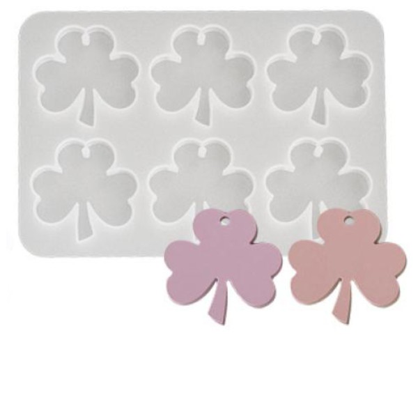 Epoksi Yonca Kalıbı Yonca Anahtarlık Kalıbı Kolye Yonca Kalıbı Silikon 4.1x3.9cm