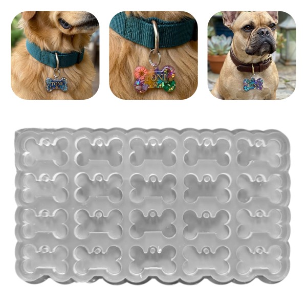 Epoksi Çoklu Tasma Kalıbı Kemik Tasma Kalıbı Köpek Tasma Kalıbı Silikon 4.1x2.5cm