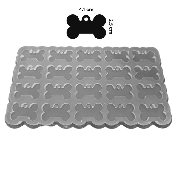 Epoksi Çoklu Tasma Kalıbı Kemik Tasma Kalıbı Köpek Tasma Kalıbı Silikon 4.1x2.5cm
