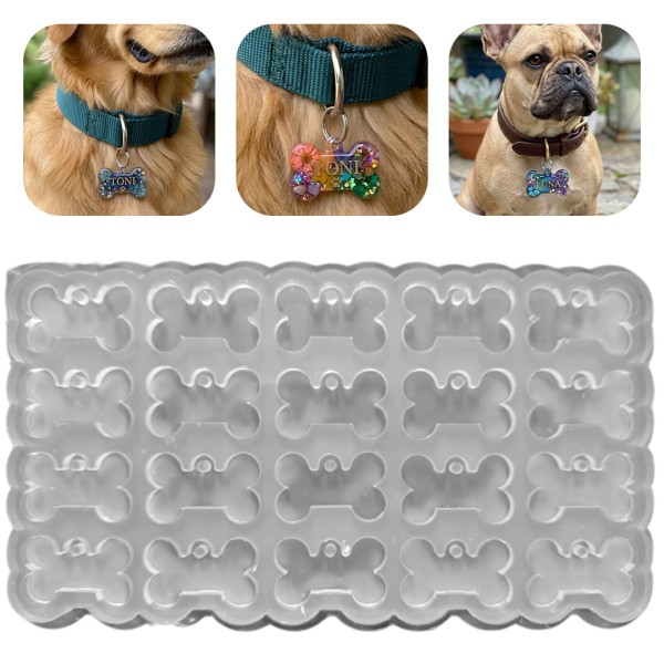 Epoksi Çoklu Tasma Kalıbı Kemik Tasma Kalıbı Köpek Tasma Kalıbı Silikon 4.8x2.8cm