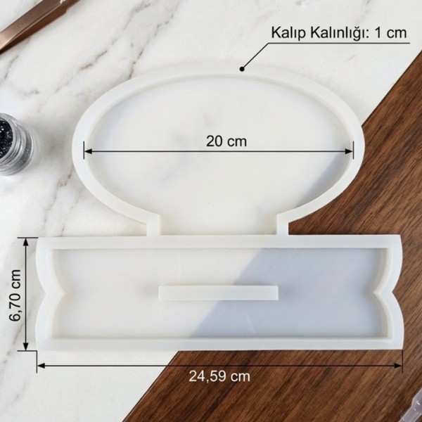 Epoksi İsimlik Kalıbı Oval Masa Süsü Resimlik Kalıbı Silikon