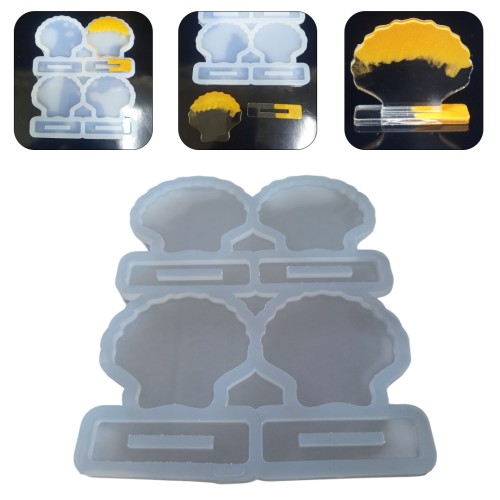 Epoksi İstiridye Magnet Kalıbı Ayaklı Deniz Kabuğu Masa Süsü Kalıbı Silikon 7.6x7cm