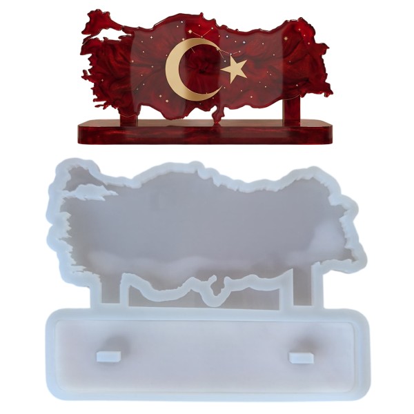 Epoksi Türkiye Haritası Masa Süsü Türkiye İsimlik Kalıbı Silikon 28x13cm