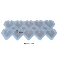 Epoksi Kalp Anahtarlık Kristal Kesim Kalp Kolye Kalıbı Silikon 3.9x3.5cm