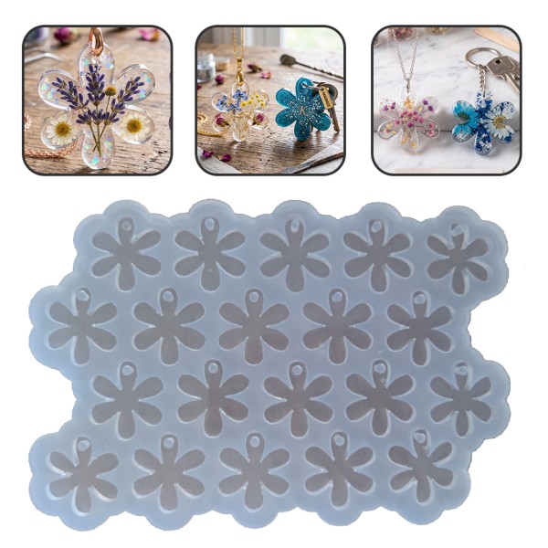 Epoksi Papatya Anahtarlık Kalıbı Papatya Kolye Kalıbı Silikon 3.5x3cm