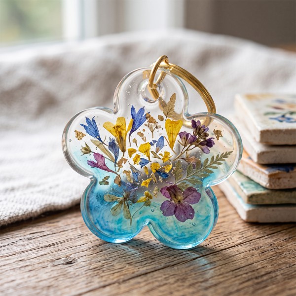Epoksi Çiçek Kalıbı Kolye Anahtarlık Çiçek Kalıbı Silikon 3.7x3.5cm