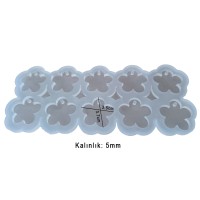Epoksi Çiçek Kalıbı Kolye Anahtarlık Çiçek Kalıbı Silikon 3.7x3.5cm