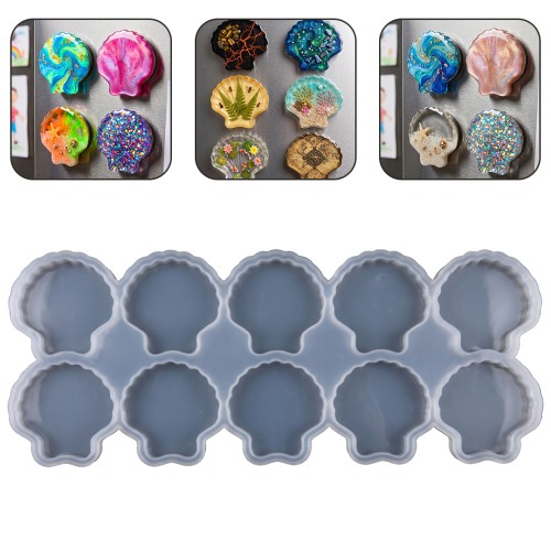 Epoksi Çoklu İstiridye Deniz Kabuğu Magnet Kalıbı Silikon 8.5x7.8cm