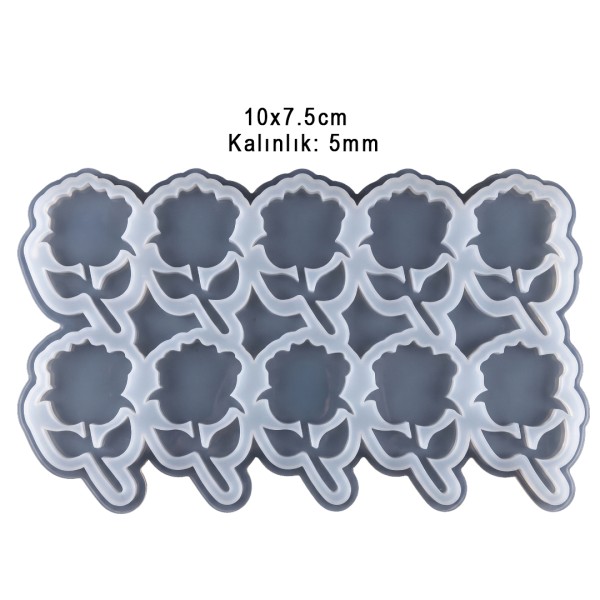 Epoksi Çoklu Gül Magnet Kalıbı Silikon Taş Tozu Kalıbı 10x7.5cm
