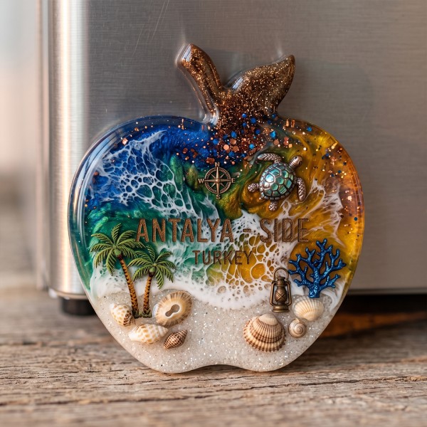 Epoksi Çoklu Elma Magnet Kalıbı Taş Tozu Elma Kalıbı Silikon 8.7x8.1cm